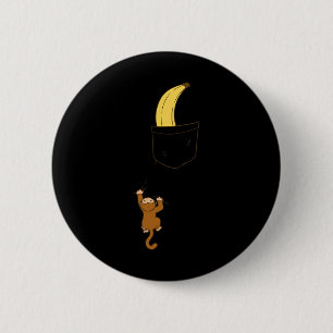 Cute Byby Monkey Climbing For Bynana In Pocket Fun 6 Cm Round Badge