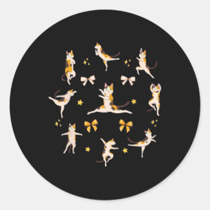 Cute Byllet Kitten Cat Dancing Byllerina Byllet Te Classic Round Sticker
