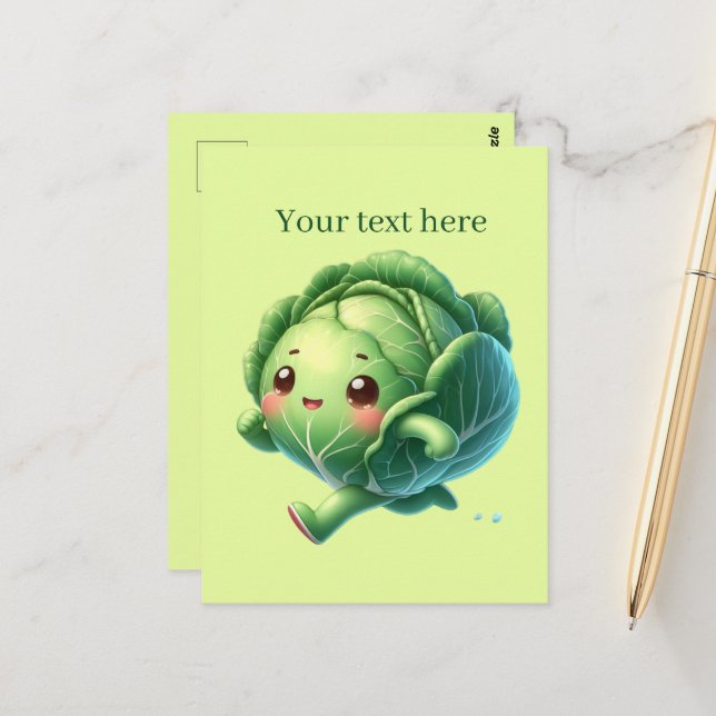 Cute cabbage lovers add text  postcard (Front/Back In Situ)