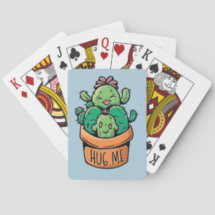 Cute Cacti Hug Me Playing Cards