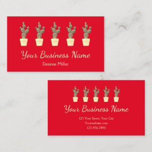 Cute Cacti Red Green Yellow Modern Business Card