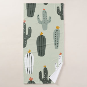Cute cacti seamless pattern,background with hand d bath towel