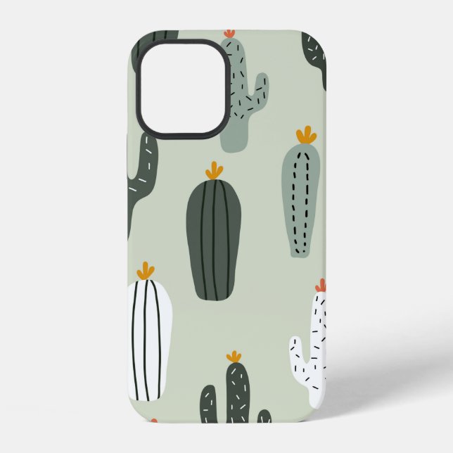 Cute cacti seamless pattern,background with hand d iPhone case (Back)