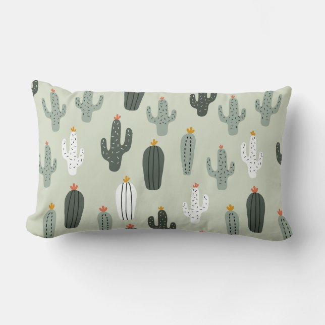 Cute cacti seamless pattern,background with hand d lumbar cushion (Front)