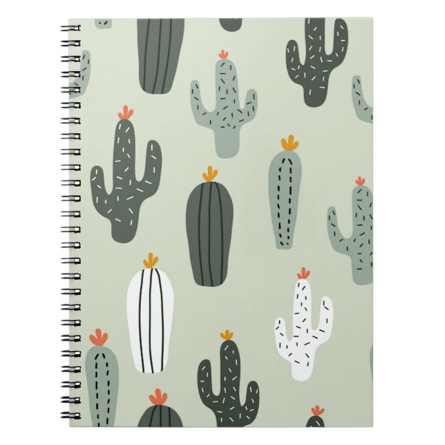 Cute cacti seamless pattern,background with hand d notebook (Front)
