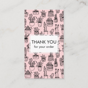 Cute Cacti & Succulents QR Code Order Thank You Business Card