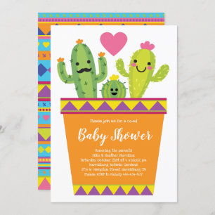 Cute Cactus Baby Shower Colourful Southwestern Invitation