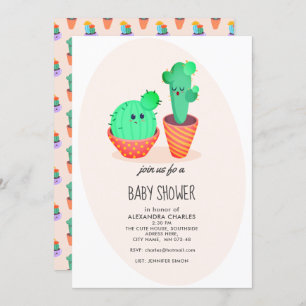 Cute Cactus Baby Shower Invitation