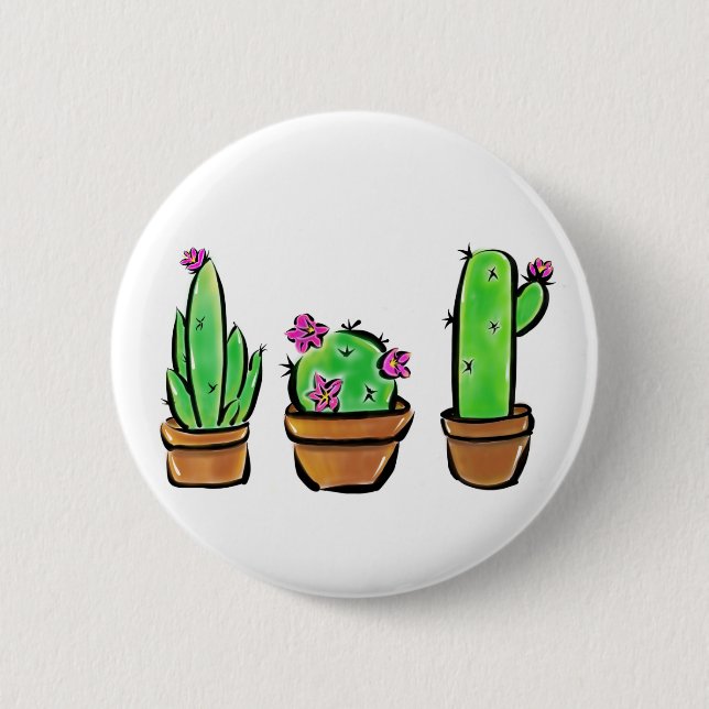 Cute Cactus cacti succulents  6 Cm Round Badge (Front)