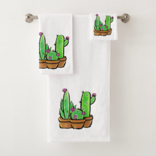 Cute Cactus cacti succulents  Bath Towel Set