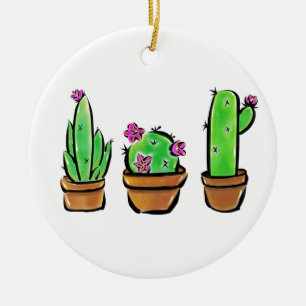 Cute Cactus cacti succulents Ceramic Ornament