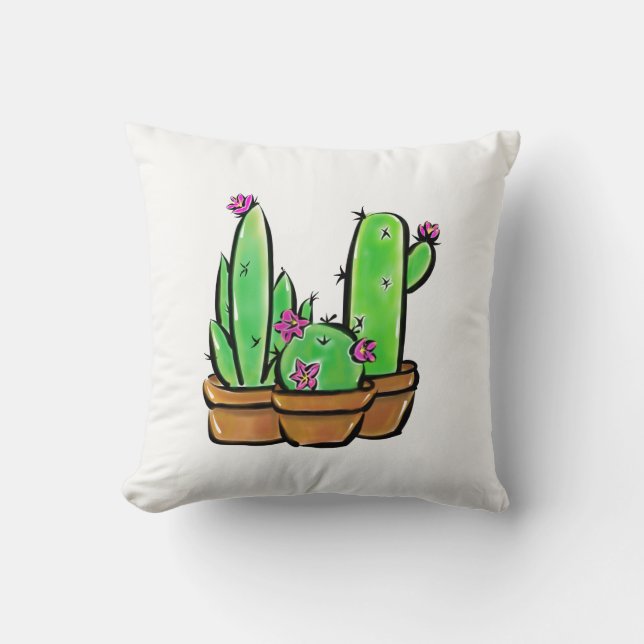Cute Cactus cacti succulents  Cushion (Front)