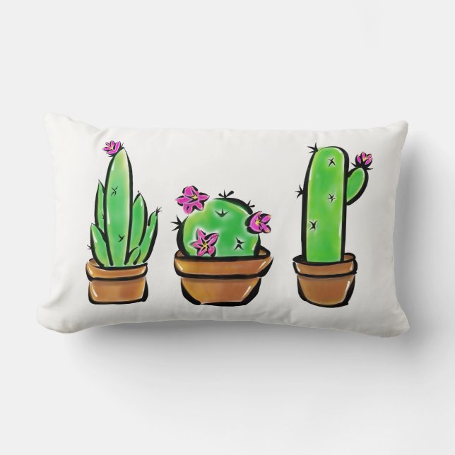 Cute Cactus cacti succulents  Lumbar Cushion (Front)