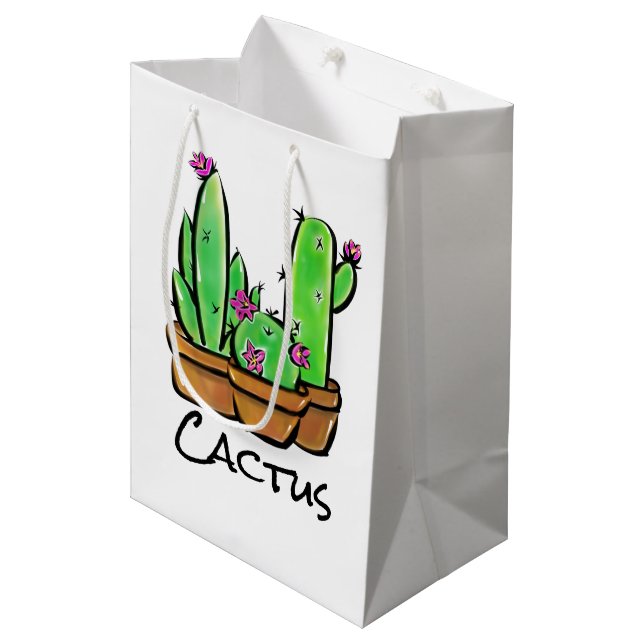 Cute Cactus cacti succulents  Medium Gift Bag (Front Angled)