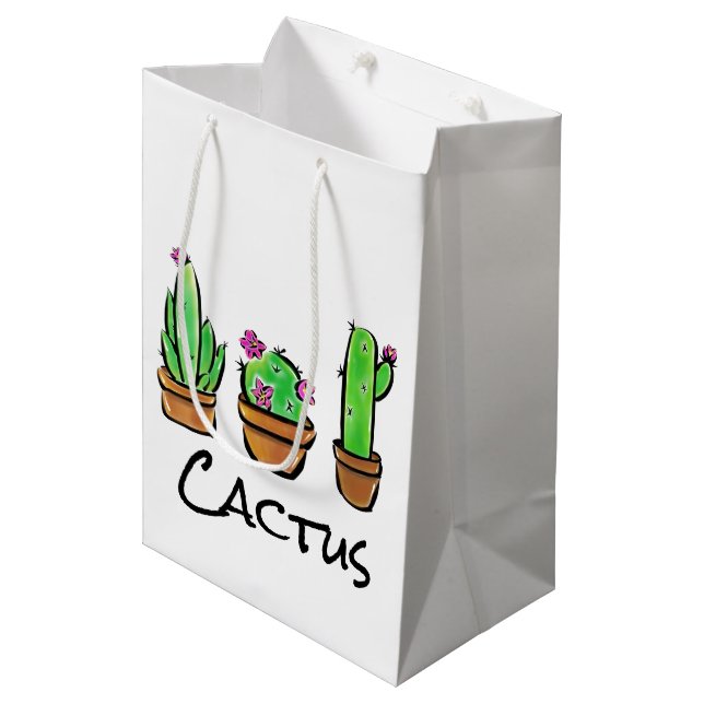 Cute Cactus cacti succulents  Medium Gift Bag (Front Angled)