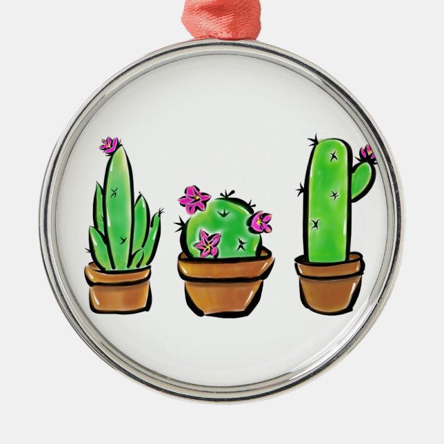 Cute Cactus cacti succulents  Metal Tree Decoration (Front)