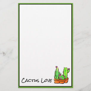 Cute Cactus cacti succulents pink desert flower Stationery
