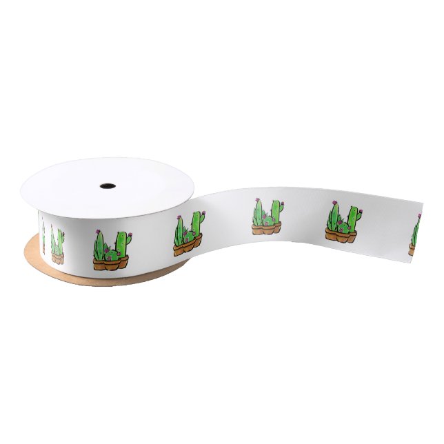 Cute Cactus cacti succulents  Satin Ribbon (Spool)