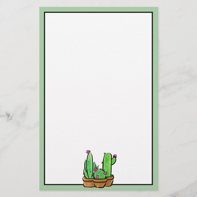 Cute Cactus cacti succulents  Stationery (Front)