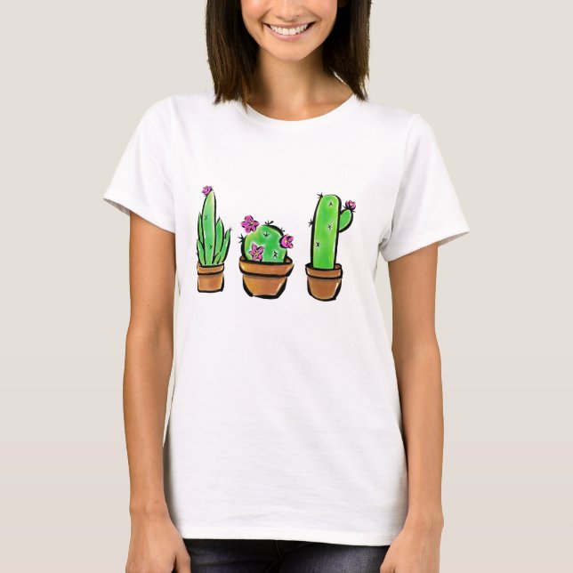 Cute Cactus cacti succulents  T-Shirt (Front)