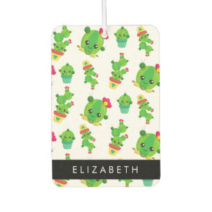 Cute Cactus, Cactus Pattern, Succulent, Your Name Car Air Freshener
