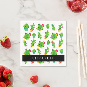 Cute Cactus, Cactus Pattern, Succulent, Your Name Napkin