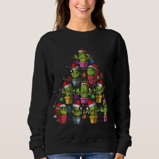 Cute Cactus Christmas Tree Succulent Cactus Xmas Sweatshirt