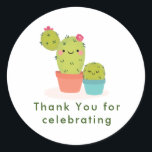 Cute Cactus Classic Round Sticker<br><div class="desc">This sticker matches our Cute Cactus Baby Shower collection</div>