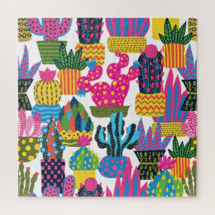 Cute Cactus: Colourful Seamless Fun Jigsaw Puzzle