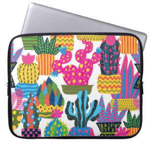Cute Cactus: Colourful Seamless Fun Laptop Sleeve