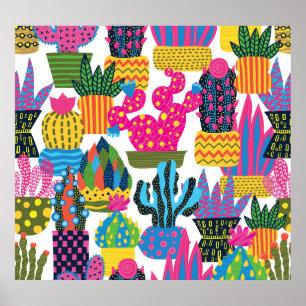 Cute Cactus: Colourful Seamless Fun Poster