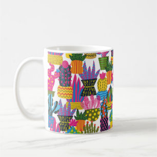Cute cactus. Colourful seamless pattern. Endless p Coffee Mug
