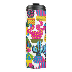 Cute cactus. Colourful seamless pattern. Endless p Thermal Tumbler