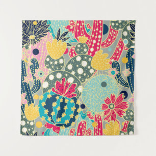 Cute cactus. Colourful seamless pattern. Tapestry