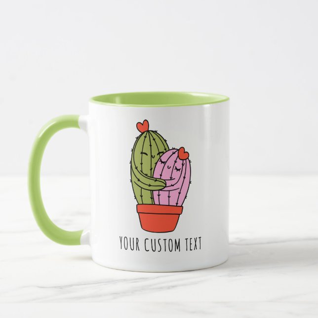Cute Cactus Couple Personalised Valentine's Day Mug (Left)
