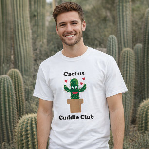 Cute Cactus Cuddle Club Shirt Design with Hearts