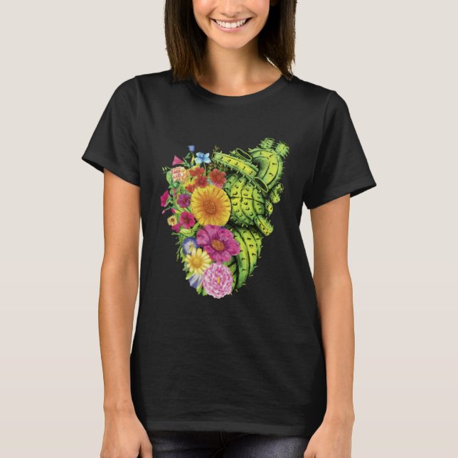 Cute Cactus Desert Flower Heart Cacti Succulents P T-Shirt (Front)