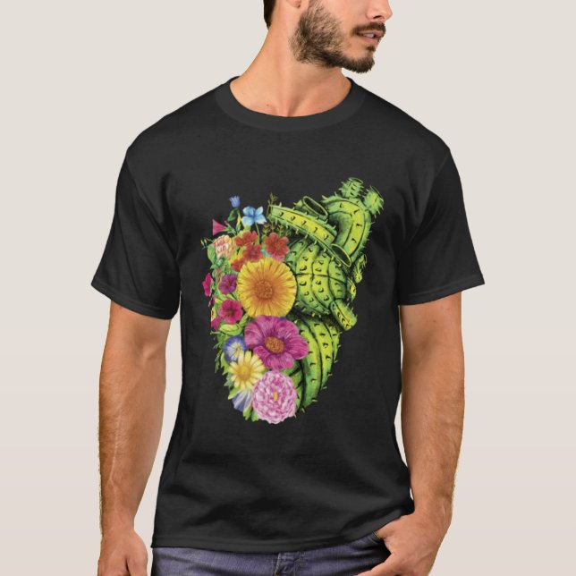 Cute Cactus Desert Flower Heart Cacti Succulents P T-Shirt (Front)