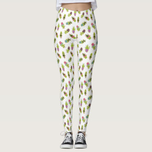 Cute cactus design with custom background colour leggings