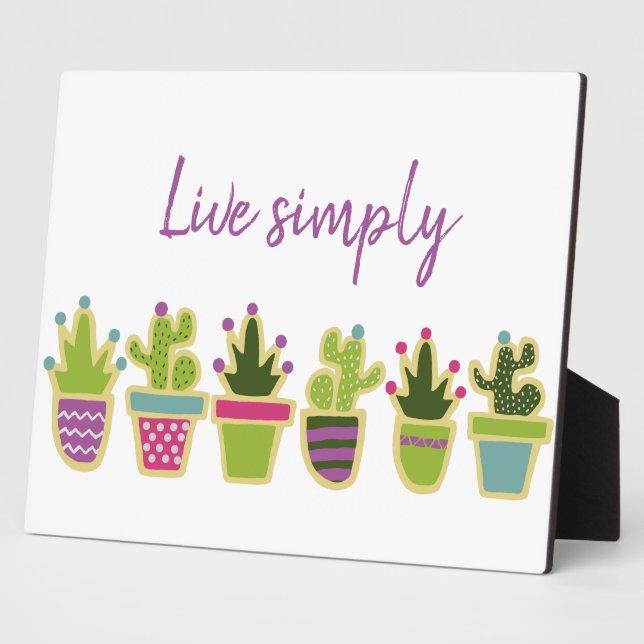 Cute cactus design with custom background colour plaque (Side)
