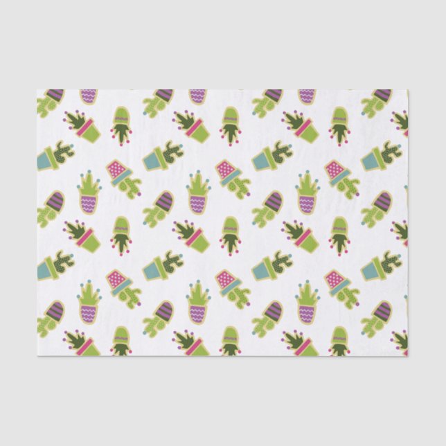 Cute cactus design with custom background colour tissue paper (Front)