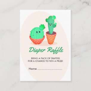 Cute Cactus Diaper Raffle Baby Shower Enclosure Card