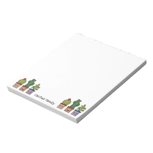 Cute Cactus Family In Watercolor Notepad (Rotated)