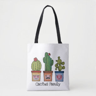 Cute Cactus Family In Watercolor Tote Bag