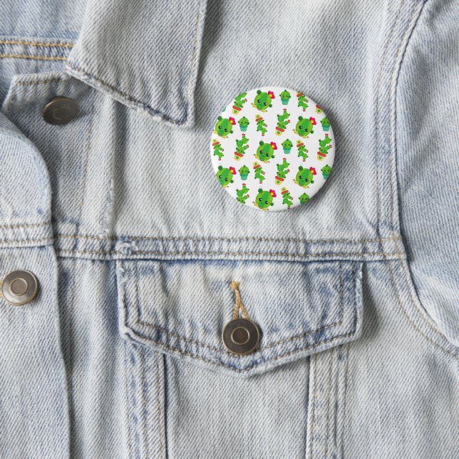 Cute Cactus, Green Cactus, Cactus Pattern 6 Cm Round Badge (In Situ)