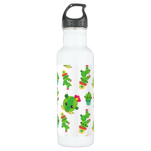 Cute Cactus, Green Cactus, Cactus Pattern 710 Ml Water Bottle