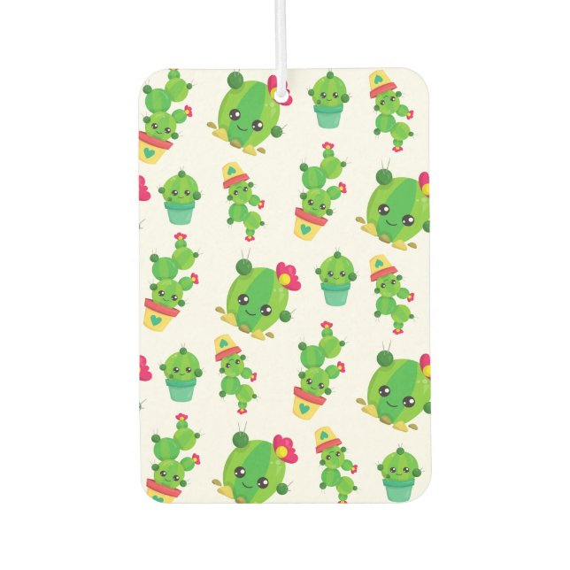 Cute Cactus, Green Cactus, Cactus Pattern Car Air Freshener (Front)
