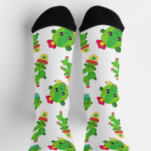 Cute Cactus, Green Cactus, Cactus Pattern Socks