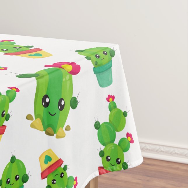 Cute Cactus, Green Cactus, Cactus Pattern Tablecloth (In Situ)