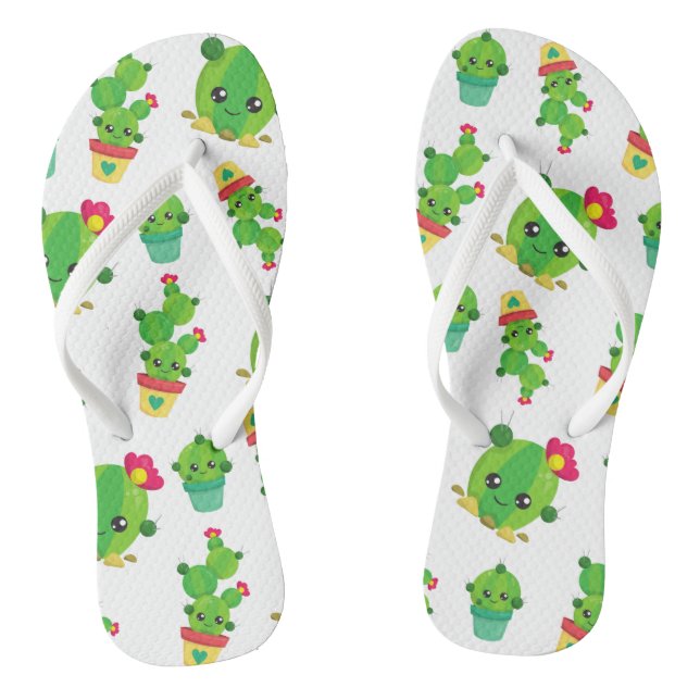 Cute Cactus, Green Cactus, Cactus Pattern Thongs (Footbed)